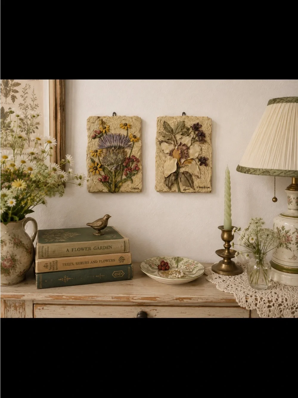 Vintage Cheri Blum Botanical Resin Wall Hanging Plaques 4.5 x 6.25